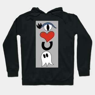 Cute Eye Love You Boo Cartoon Text Art Hoodie